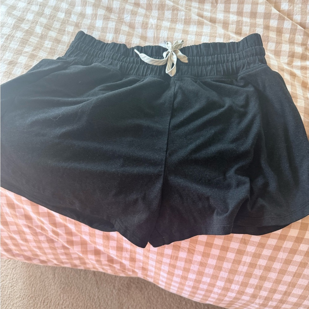Vuori Black Athletic Shorts with White Drawstring